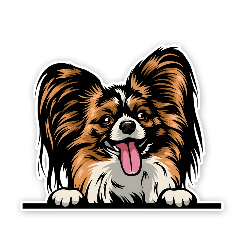 DK322# Papillon Cute Animal Car Decals Bumper Window Stickers Car Accessories Waterproof Vinyl Material