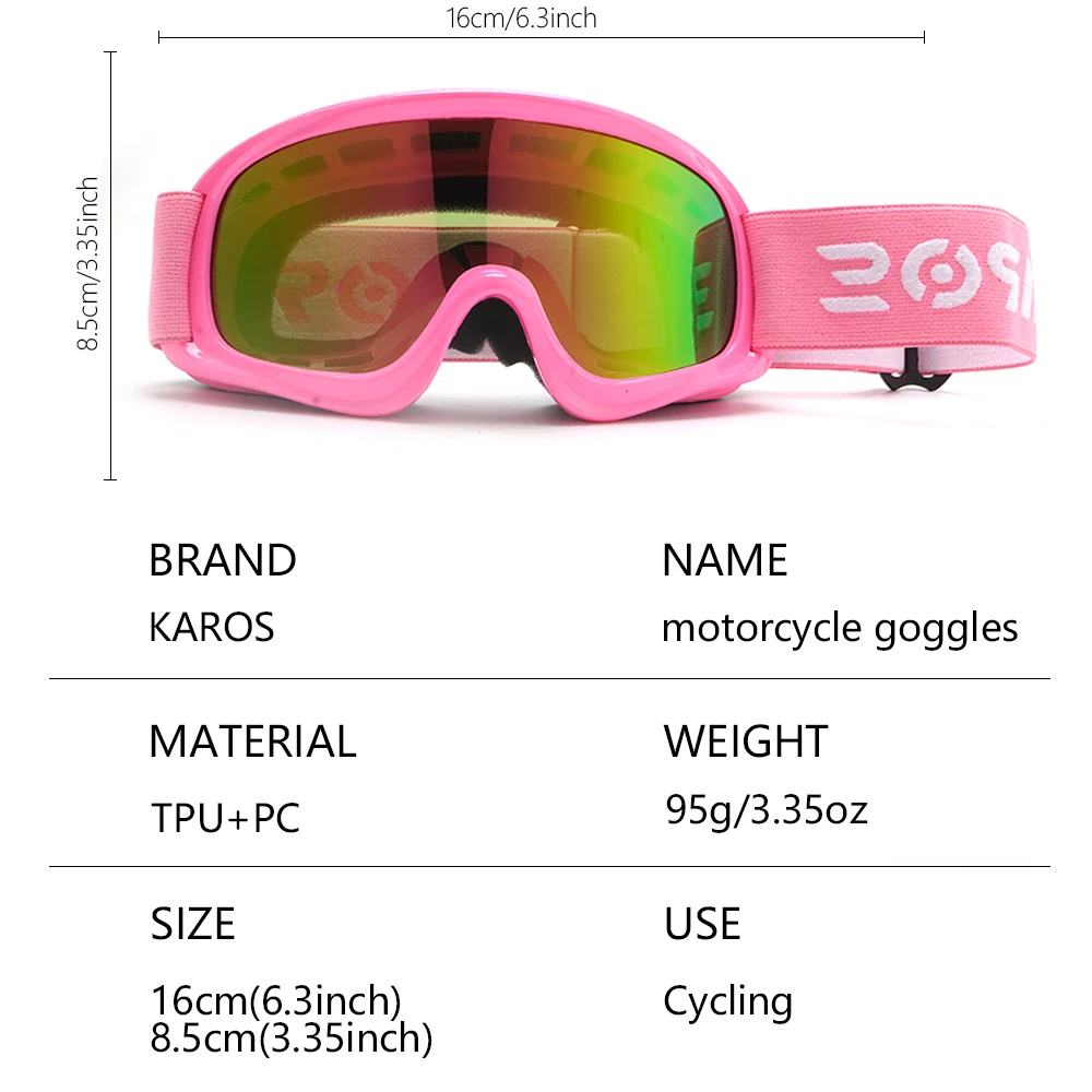 Lightweight Kids Cycling Goggles, HD Vision UV400 Wind‑Dust‑Proof Impact‑Resistant for Skiing & Off‑Road Sports