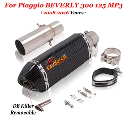 For Piaggio BEVERLY 125 300 MP3125 250 300 LT X10 2008 - 2016 Motorcycle Exhaust Escape System Middle Link Pipe Moto Muffler