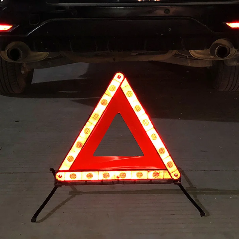 Car Triangle Reflective Tripod Emergency Breakdown Warning Reflective Sticker Safety Hazard Foldable Stop Sign Car Accessories