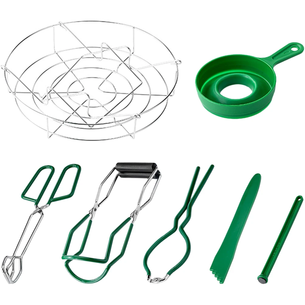 

7Pcs Canning Supplies Starter Kit Stainless Steel Mason Jar Tools Funnel Lid Lifter Jar Lifter Rack Tongs Home Canning