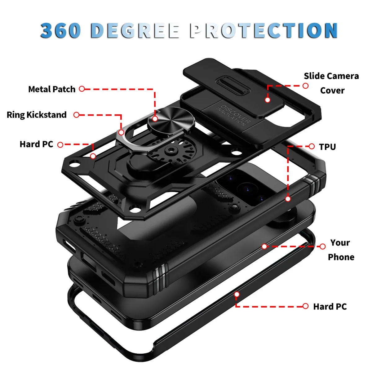 Custodia per telefono con armatura resistente 3IN1 360 protezione completa per Google Pixel 10 9 Pro XL 9A 8A 8 Pro Armor Car Magnet Ring Stand Cover
