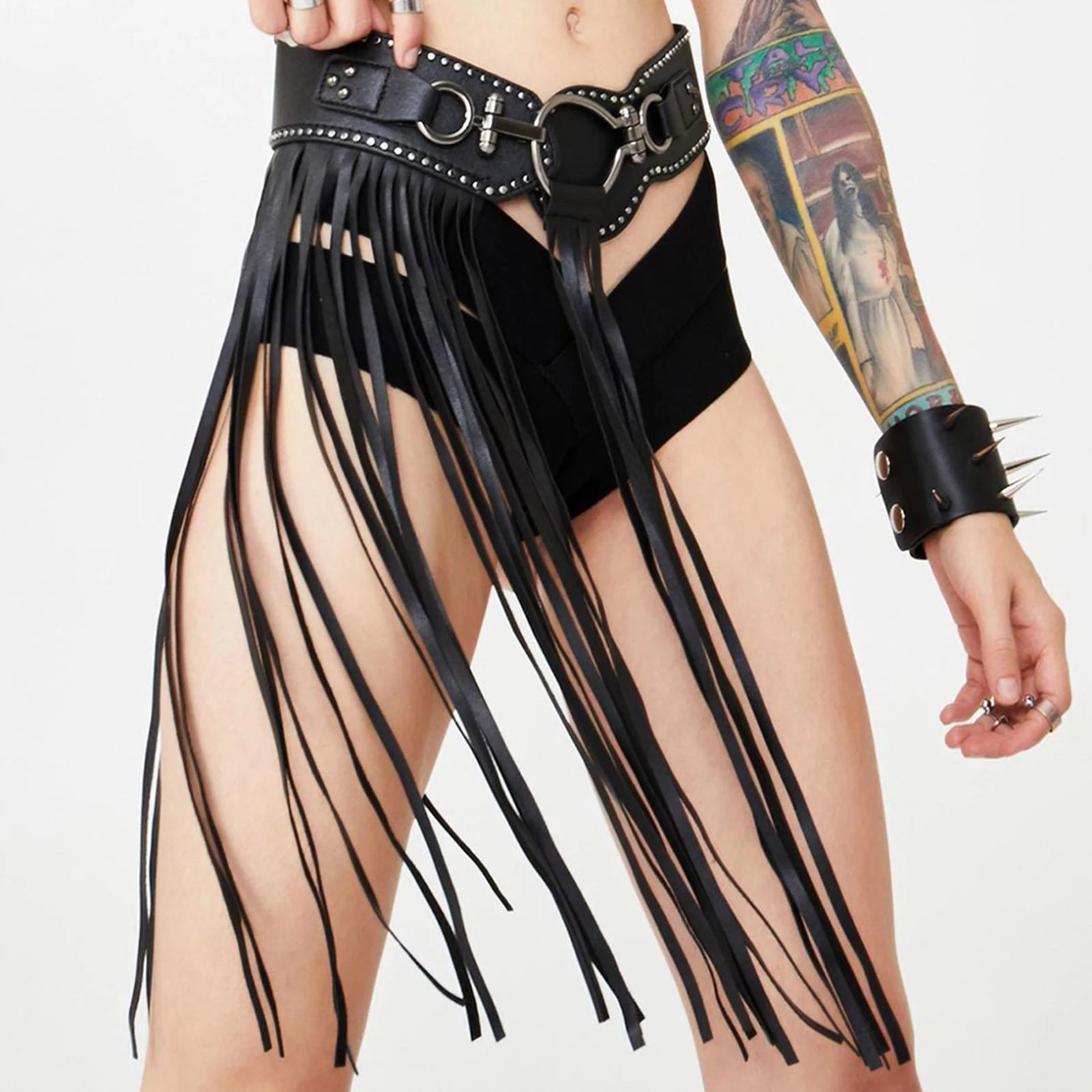 

1pc Punk Style Skirt Women Tassel Belt Long Waist Chain Viking Dress Accessories Cosplay Novel Durability Practical