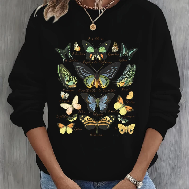 Women's Sweatshirt Hoodie Vintage Butterfly Design Casual Hoodies Gift for Butterfly Lover Butterflies Women Trendy Sweatshirts