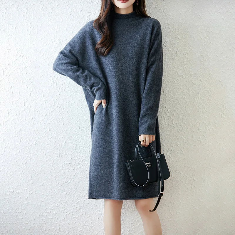 

Sweater Dresses for Woman Winter Dress Warm Wool Knitted Loose Long Sleeve Vintage Elegant Long Knit for Ladies Women's Knitwea