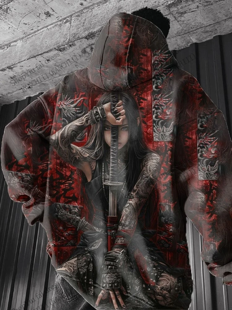 ญี่ปุ่นอะนิเมะเซ็กซี่ SAMURAI 3D พิมพ์กราฟิก Hoodies ผู้ชายผู้หญิงแฟชั่นขนาดใหญ่ Hoodie Sweatshirt ผู้หญิง Sweats Mens เสื้อผ้า