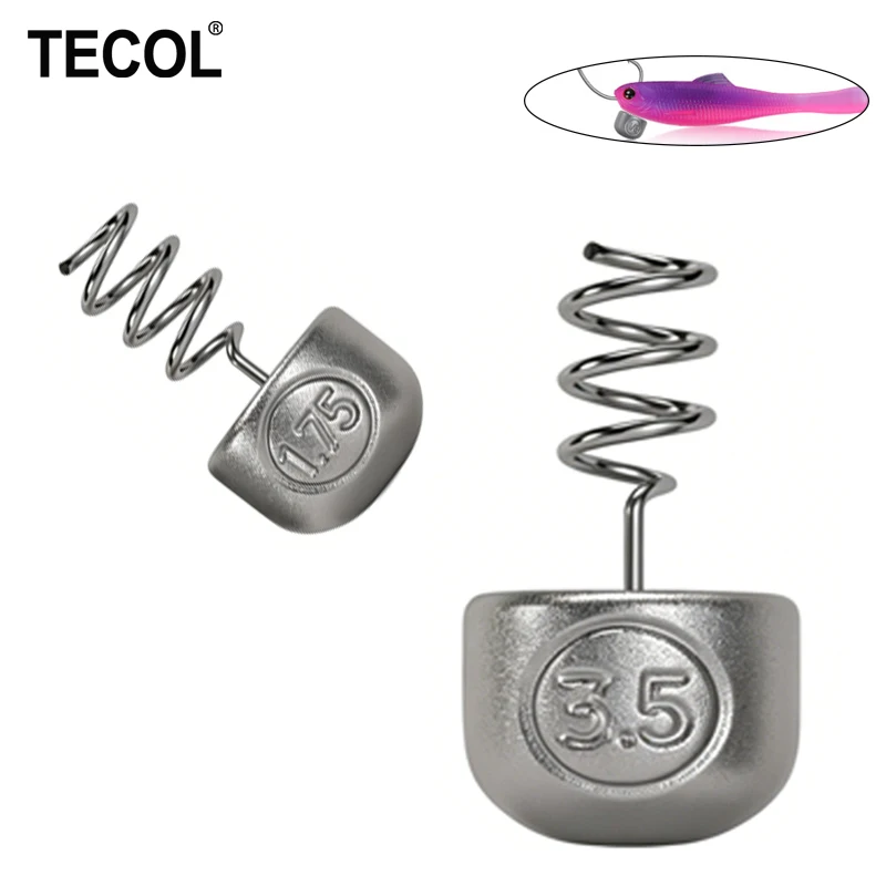 TECOL 1G 1.75G 2.7G 3.5G Spiral Spring Insert Lead Lock Pin Sinker Weight Neko Rig Rock Fishing Sinker For Soft Worm Bass lure