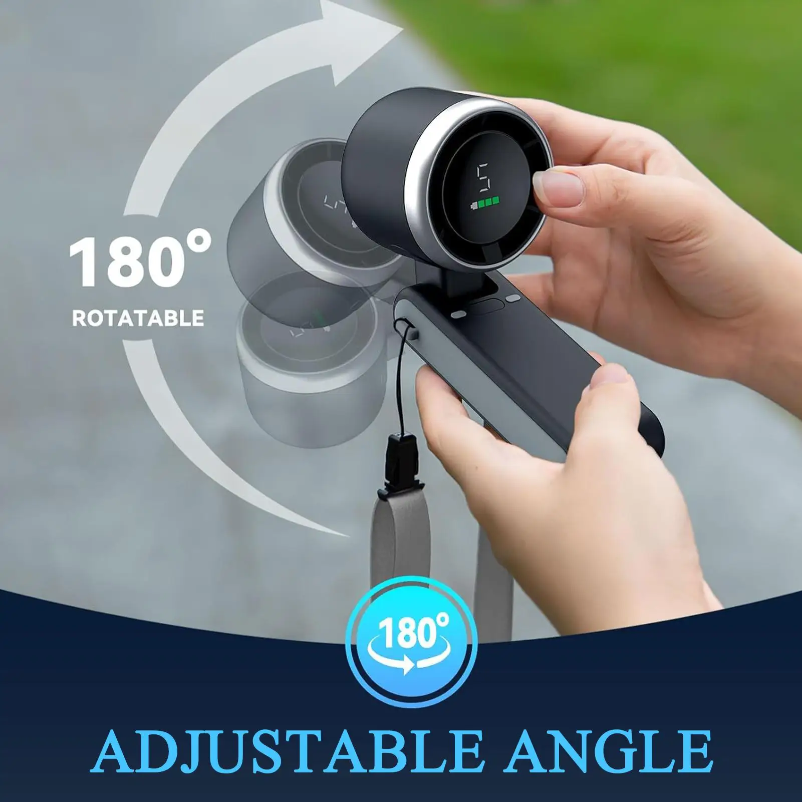 Handheld Fan | High Speed 5 Gear Powerful Cooler | Foldable Handheld Cooling Fan For Outdoor , Travel, Working, USB Rechargeable