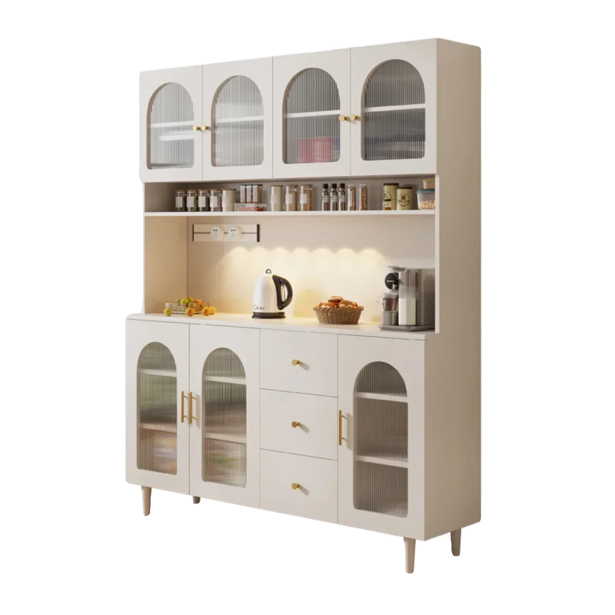 Cream Side Cabinet High Luxury Living Room Tea Kitchen Storage Wine Cabinet Multi-functional Storage Vitrina