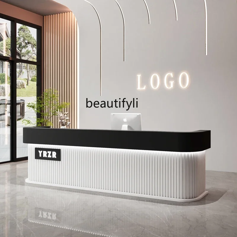 Bar Curved beauty salon Clothing store checkout page Barber shop Company front desk Reception desk