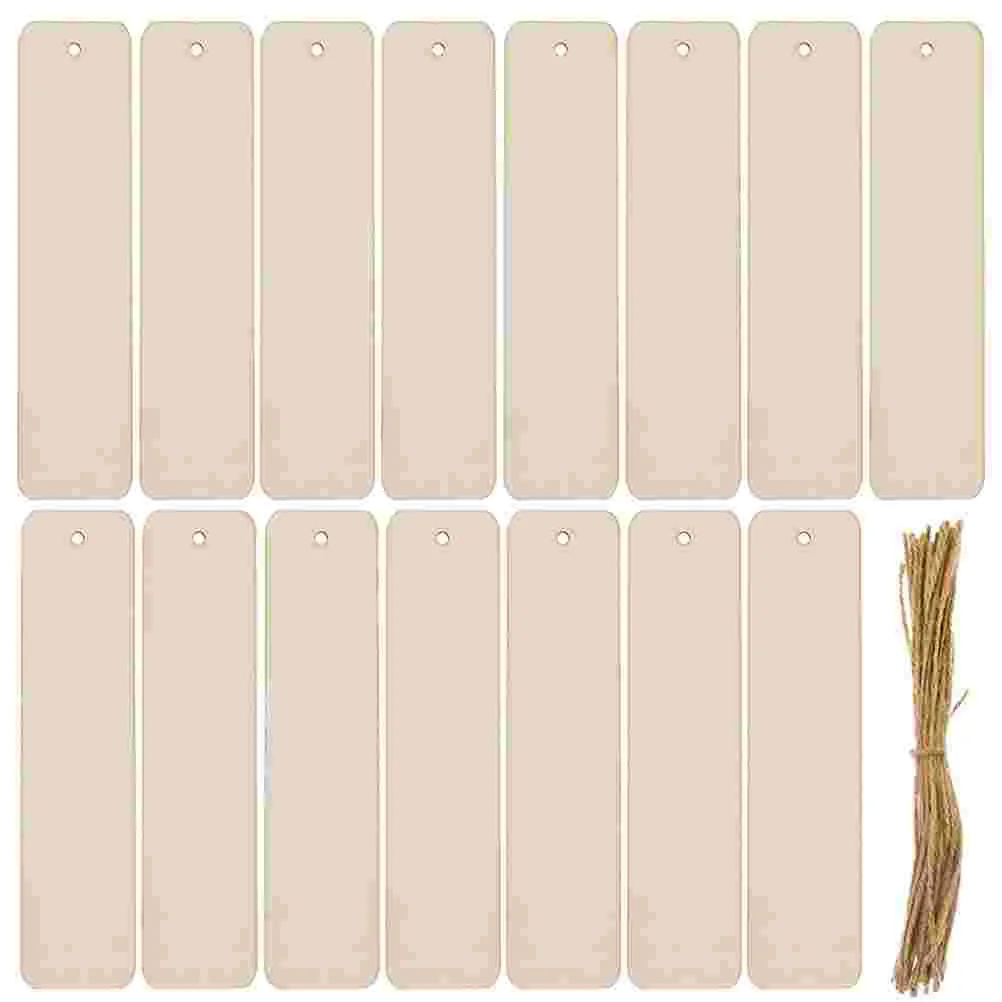 20 Pcs Wooden Blank Bookmark Bookmarks Unpainted Divider Tag DIY Rectangle for Painting