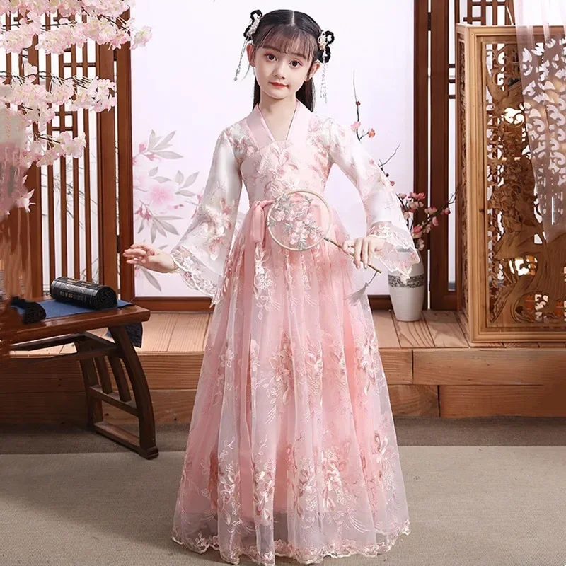 소녀 현대 Hanfu 중국 스타일 드레스 할로윈 요정 어린이 옷 Vestidos 전통 코스프레 어린이 의상 소녀 드레스