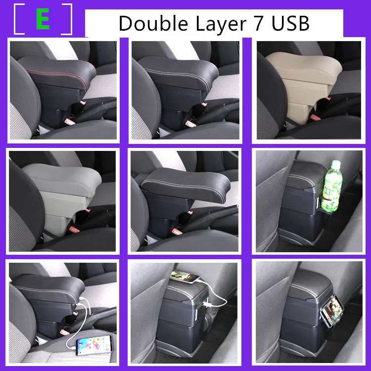 لدايهاتسو سيريون دايهاتسو ماتيريا مسند ذراع السيارة صندوق تخزين مركزي التحديثية الداخلية مع مسند اليد الجلدية USB