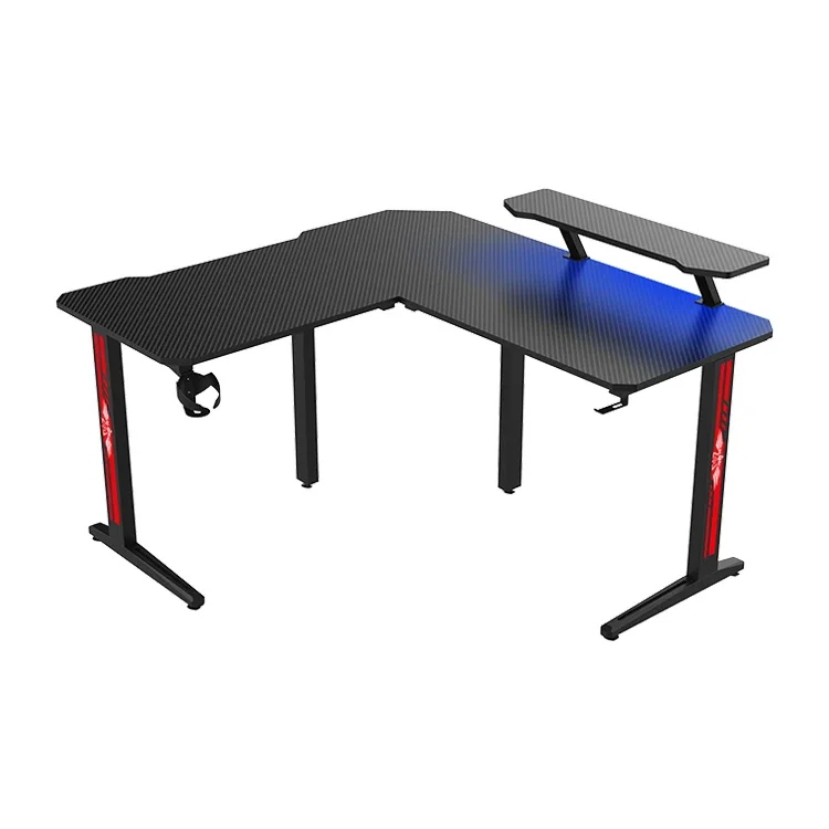 furniture carbon fiber desktop l shaped gaming computer desk modern large rgb best gaming desk with monitor stand