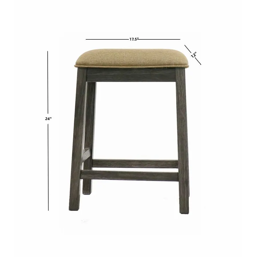 Counter Stool Set of 2, Counter Height Stools 24 Inch Upholstered Bar Stools for Kitchen Counter Grey