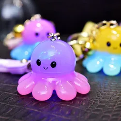 Fashion Cartoon Octopus Lamp Key Chain with Luminous Colored Octopus Pendant Keyfob Bag Ornament Couple Keyring Accessories Gift