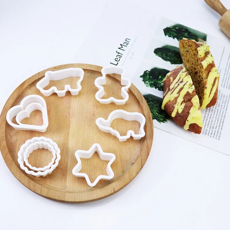 6PCS/set Sugar Biscuit Press Stamp Embosser Cookie Cutter Biscuit Mold DIY Fondant Cake Mold Pastry Decor Baking Accesories