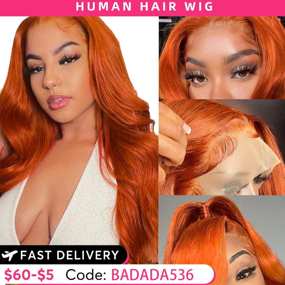 

Ginger Body Wave HD Transparent 13x6 Lace Frontal Wigs Brazilian Colored 13x4 Front Full Remy Human Hair Wig For Women Choice