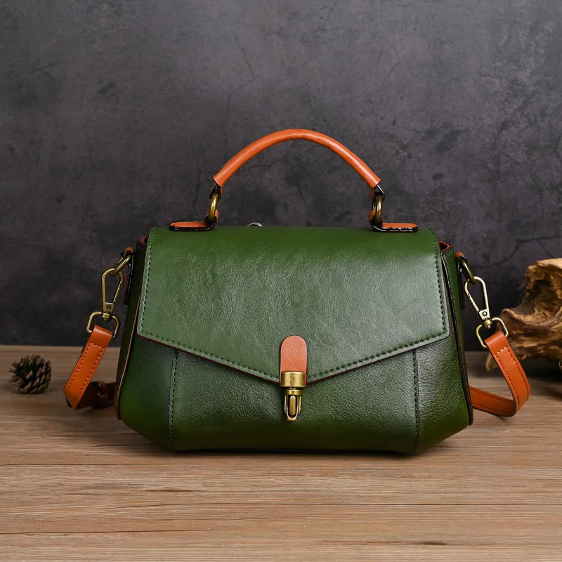 Echt Lederen Dames Schoudertas Vintage Koeienhuid Messenger Bag Mode Handtas Hoogwaardige Vrouwelijke Crossbody Tassen