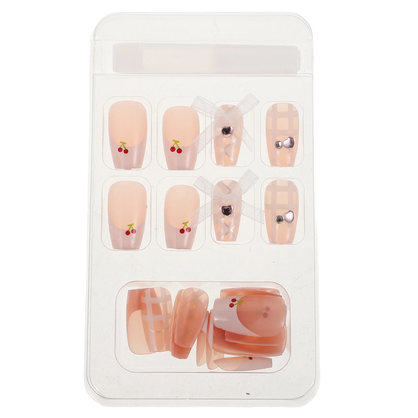 

1Set Cultural Expression Cartoon Full Cover Fake Nails Easy Apply No Skills Needed Glossy Salon Quality Look French Tip Nails