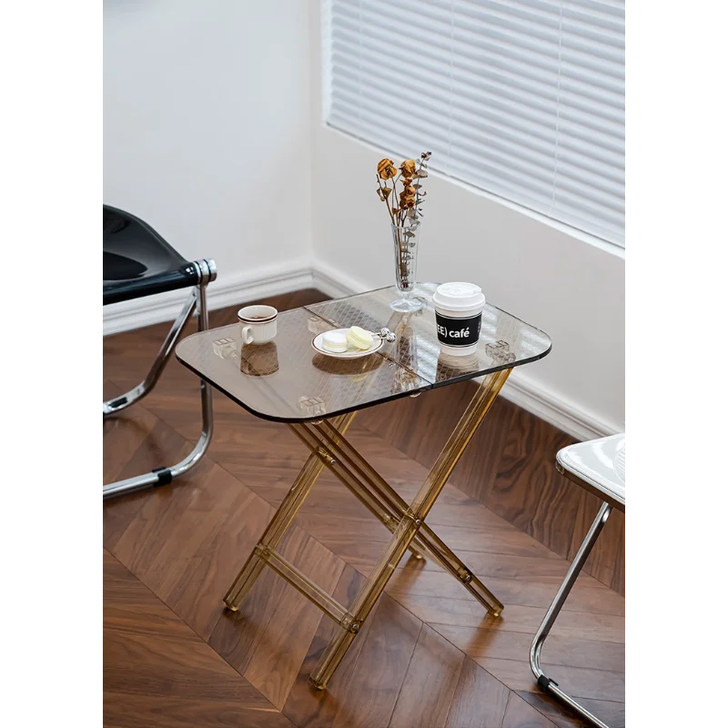 

Home leisure folding table Nordic small apartment creative tea table simple transparent balcony table