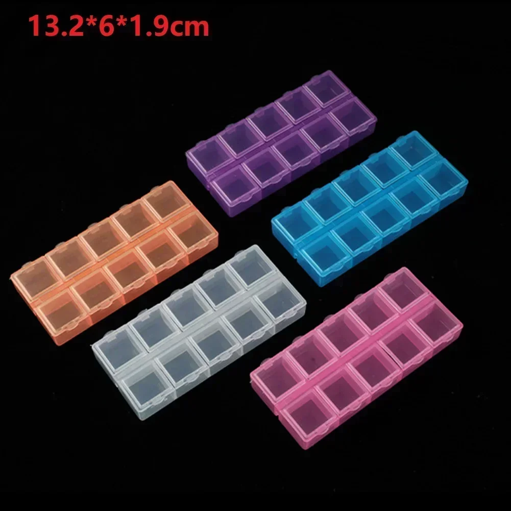 Compartment Storage Box Rings Screw Transparent Holder Jewelry Organizer Plastic Rectangle 10 Grids High Quality