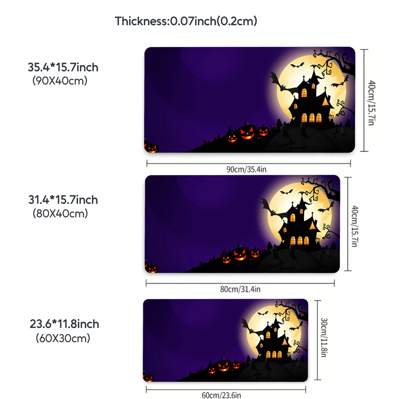 Halloween Mouse Pad Desk Mat, XL Anime Gaming Keyboard Mat, Non-Slip Rubber Base, Big Extended Desk Protector for Home Office