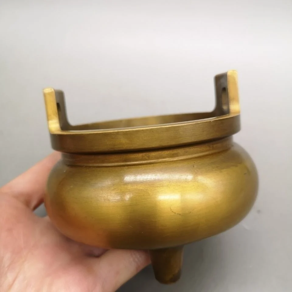 

Brass incense burner, household indoor incense burner, double ear worship, stick, Xuande furnace, standing