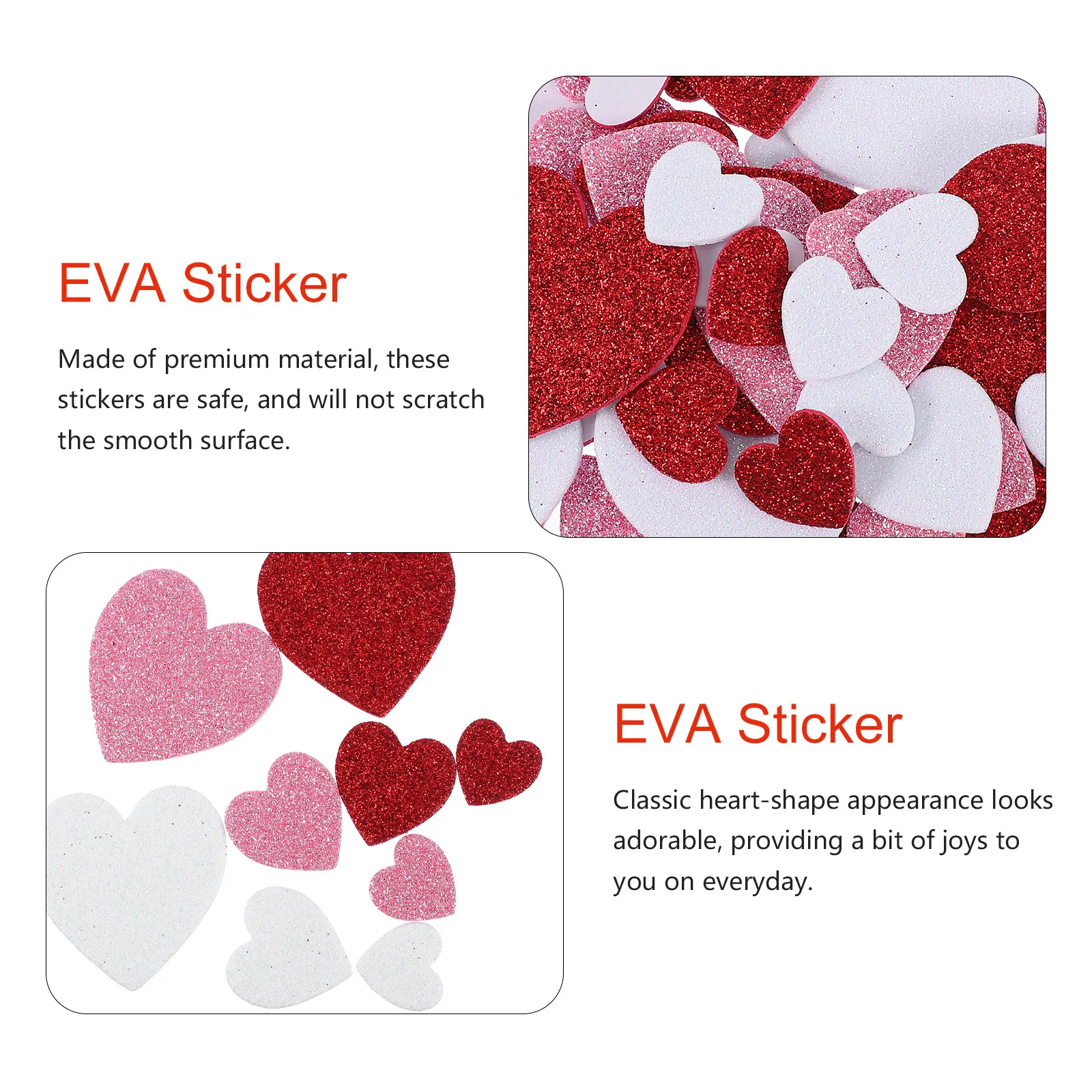 

300Pcs Eva Heart Stickers Self-Adhesive DIY Craft Decorative Valentines Day Home Decor Eva Heart Adhesive Sticker