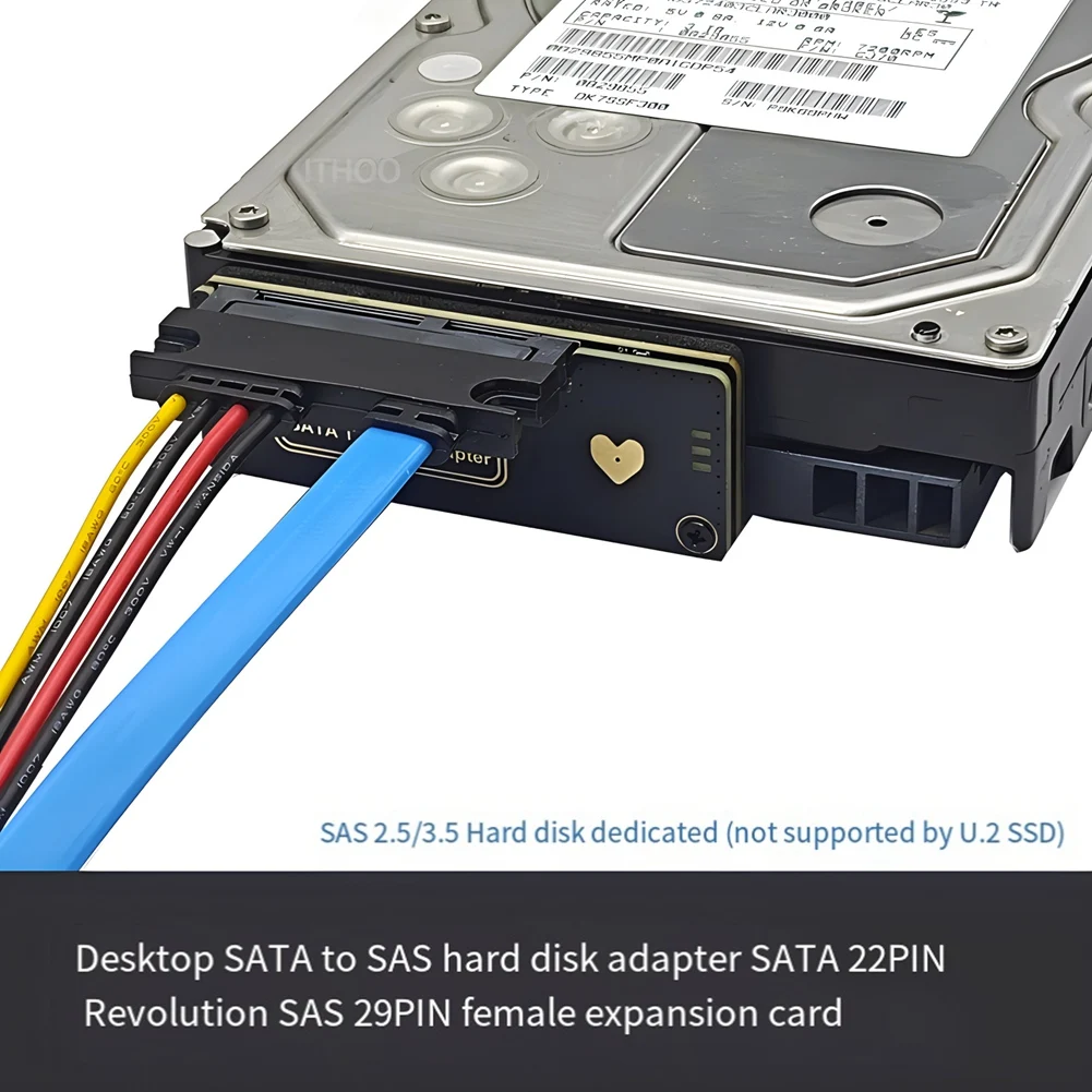 SMIEA SATA to SAS HDD Adapter Card 6Gbps SATA 3.0 22Pin to SAS 29Pin Expansion Card for SAS 2.5/3.5 Inch Hard Disk SSD A
