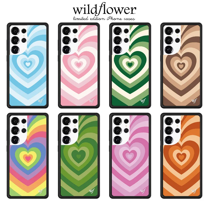 Wildflower INS Rose Latte Love Phone Case For Samsung S23 S24 S25 S26 Ultra wf Rainbowy Hearts cartoon AntiFall Cover﻿﻿﻿﻿﻿﻿﻿﻿﻿﻿