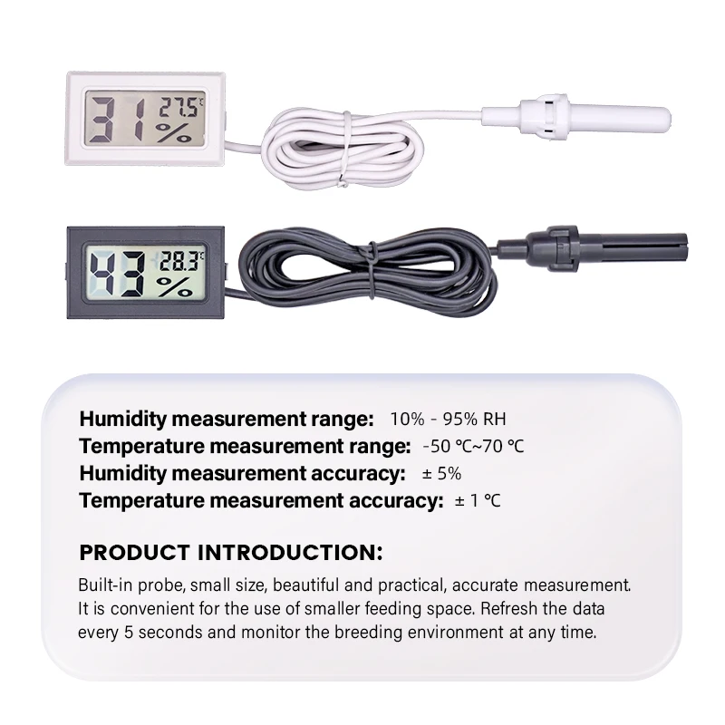 Mini LCD Digital Display Hygrometer Thermometer With Sensor Monitoring Convenient Portable Humidity Detector Beekeeping Beehive