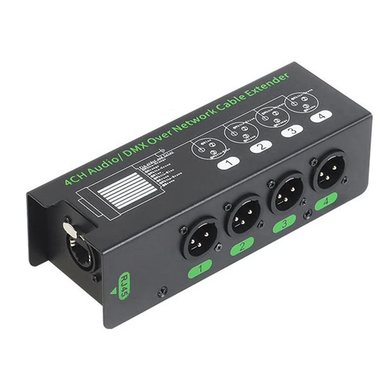 4CH 3 Pin Audio/DMX Over Network Cable Extender DMX512 Network Signal Extender XLR To RJ45 Ethernet Adapter XLR