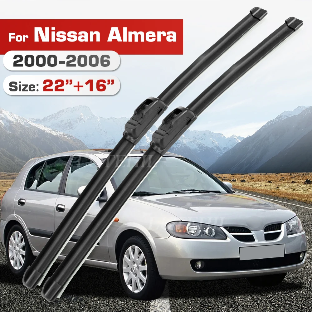 Wischer Für Nissan Almera N16 2000-2006 2001 2002 2003 2004 2005 Front Klingen Windschutzscheibe Windschutz Fenster Pinsel 22 "+ 16"