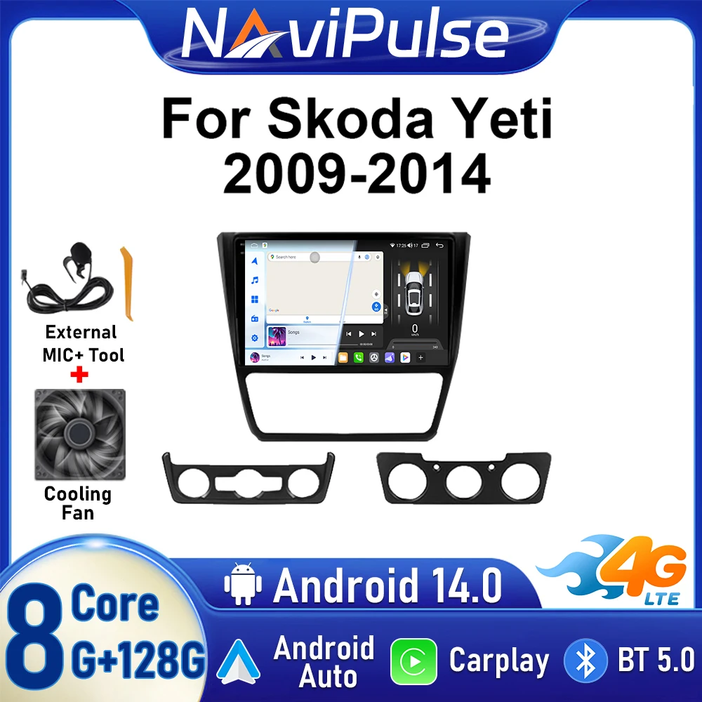 

10.1inch 4G Carplay Android 14 Car Radio for SKODA Yeti 5L 2009 - 2014 GPS Navigation Multimedia Video Player AutoRadio Stereo