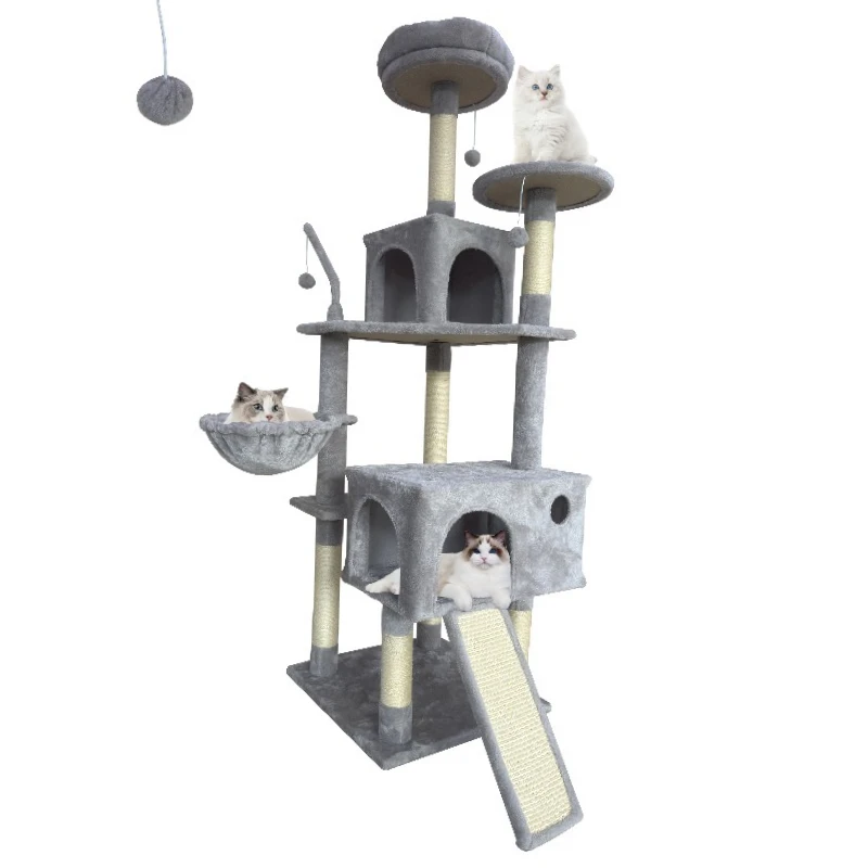 

Cat Tree & Scratcher Modern Cat Tower Condo Large Indoor Cat Tree with Sisal Rope Column