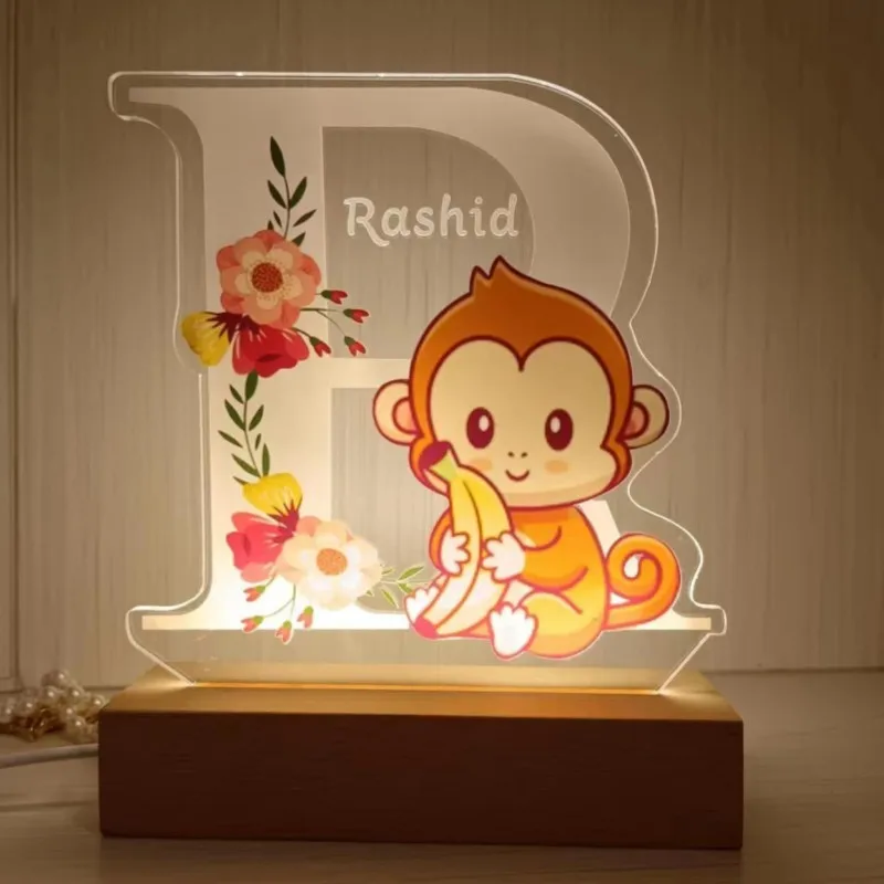 Personalized Acrylic Night Lamp Personal Baby Name Custom Cartoon Light Birthday Gift for Kids Children Home Bedroom Decoration