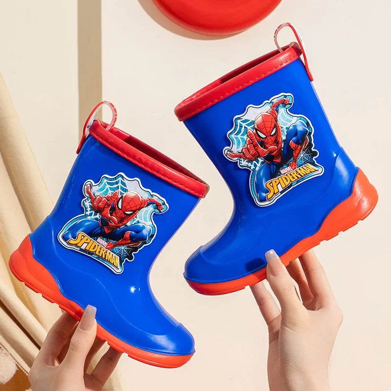 Disney Rain Boots Kids Boy Waterproof Light and Handy Toddler Water Shoes for Girls Children Sharks Rain Boots Spiderman