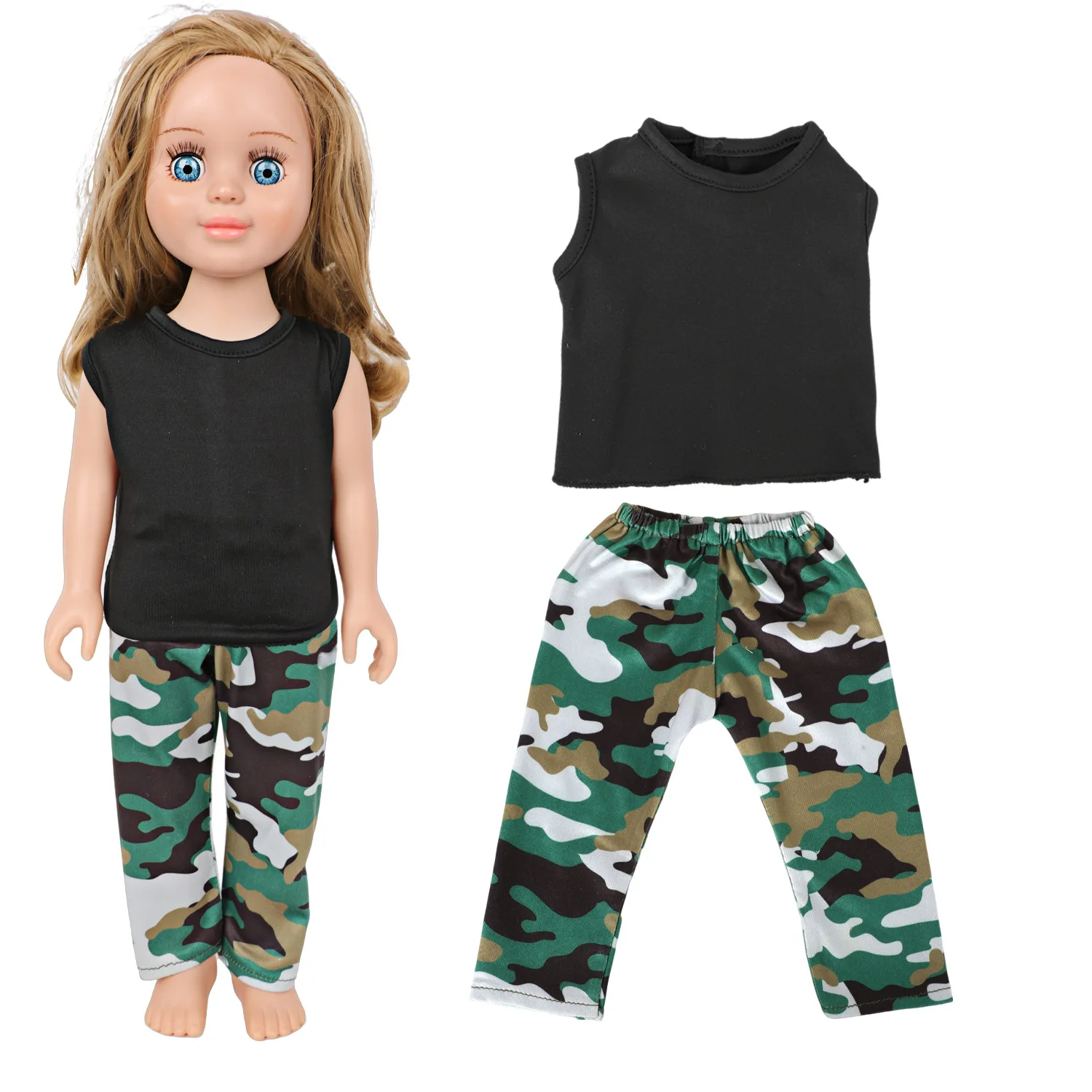 

Новая модная американская кукла 43 см, универсальная камуфляжная одежда, одежда для игр, домик, кукла возрождения, камуфляжные штаны