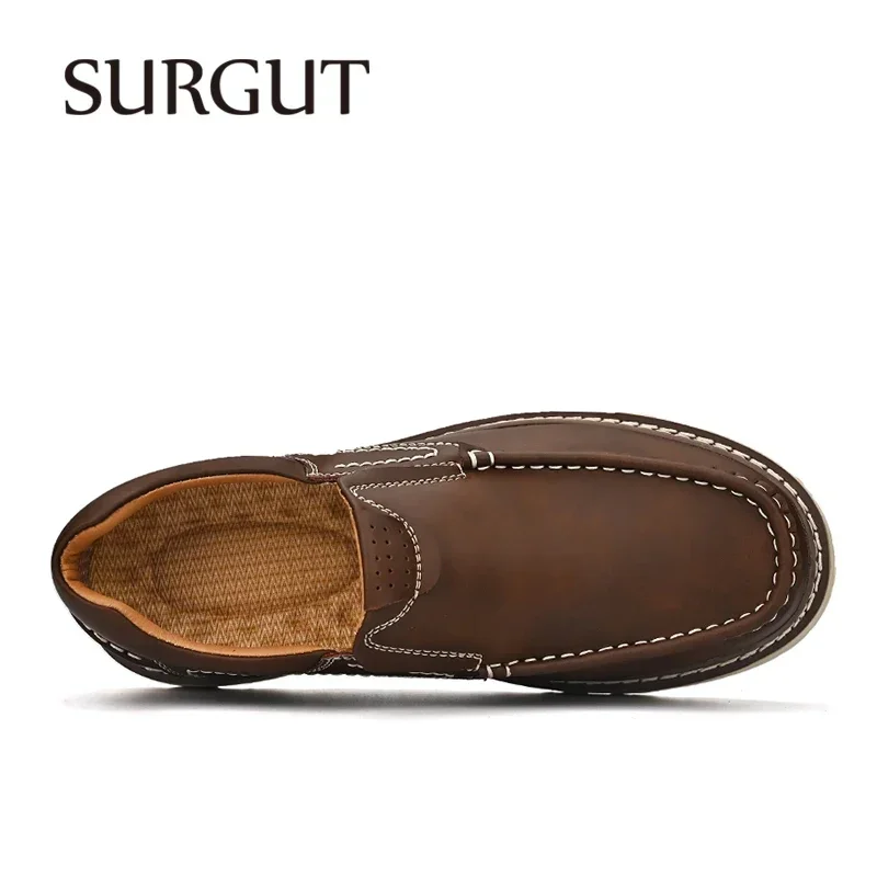 SURGUT 2024 New Spring Autumn Leather Casual Shoes Men All Season Comfortable Wear-Resistant High Quality Classic Working Shoes