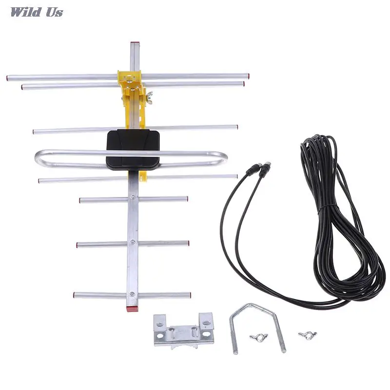 1pc Outdoor 100Mile Amplified 8 Yagi Antenna HD TV 10dB Long Range UHF/VHF/FM HDTV