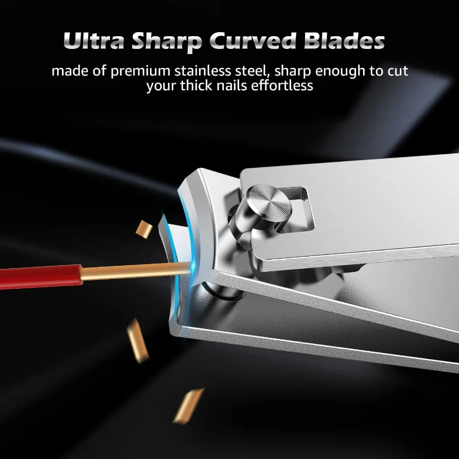 Nail Clipper and File Profional Stainl Steel Heavy Duty Nail Cutter with Ergonomic Long Handle and Sharp Jaw Clip Finger Nails