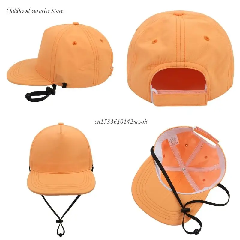 3-10T Kinder Winddicht Solide Sonnenhut Reise Baseball Caps mit Seil Kinn Schnur Dropship