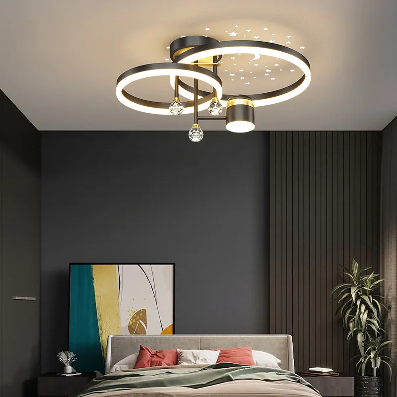 New Modern LED Chandelier Lights Living Dining Study Room Bedroom Villa Flats Lamps Bar Indoor Lighting Star Projection Design