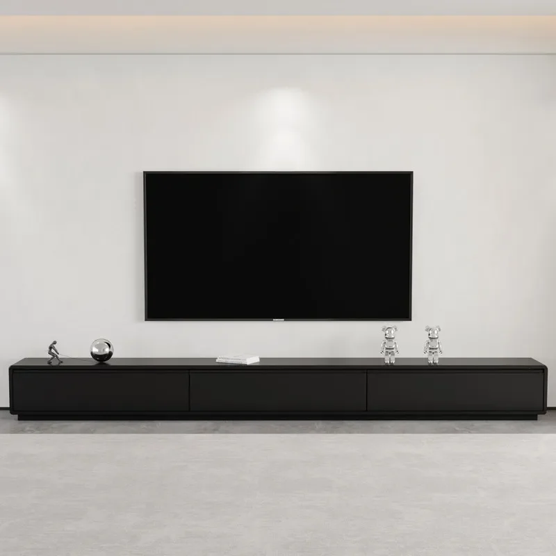 

Комбинированный ТВ-столик в стиле минималистичной роскоши, черный, для гостиной, из массива дерева, напольный журнальный столик