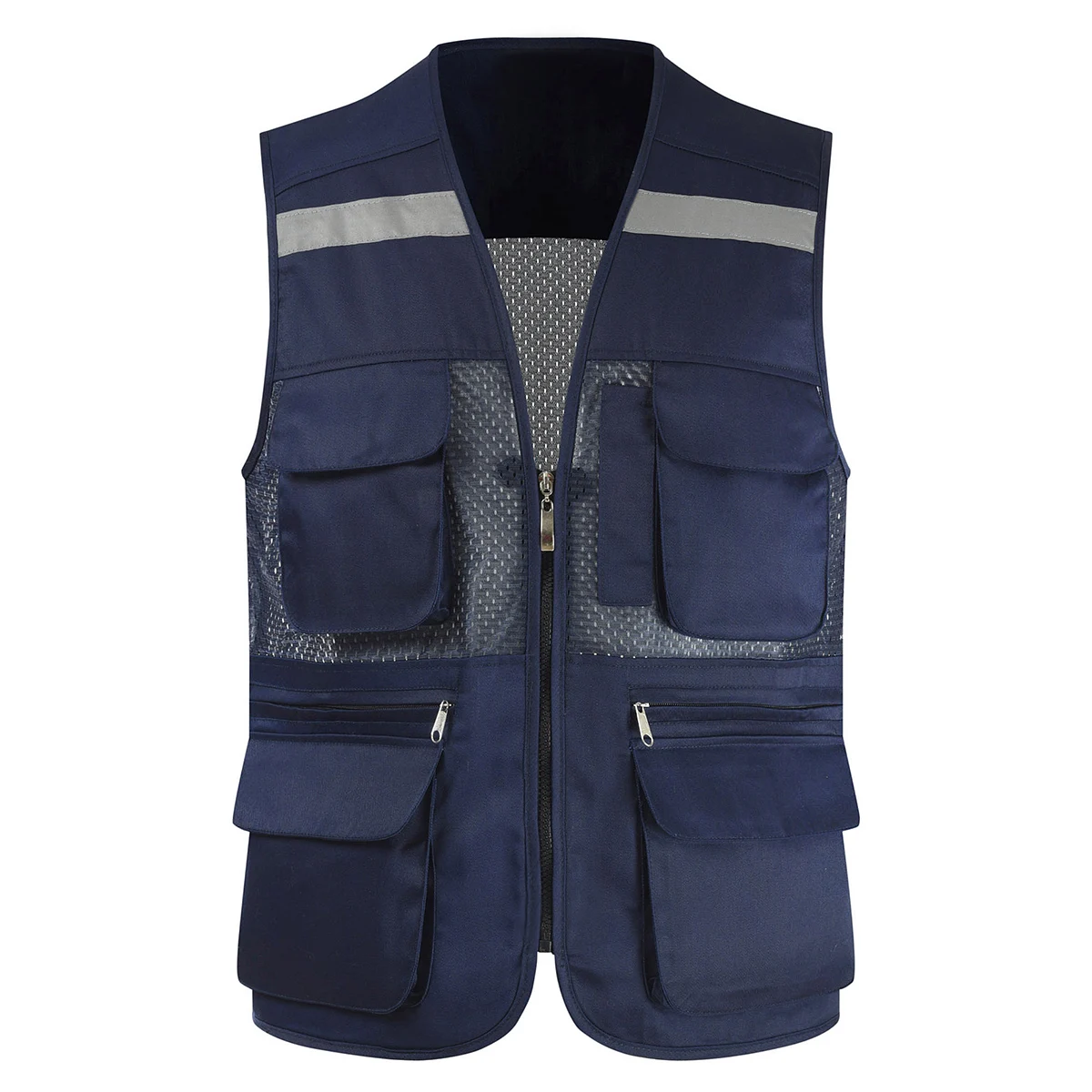 Men\'s Vest Tool Coat Fashion Summer Photographer Waistcoat Mesh Work Sleeveless Jacket Tool Multi Pockets Vest Male