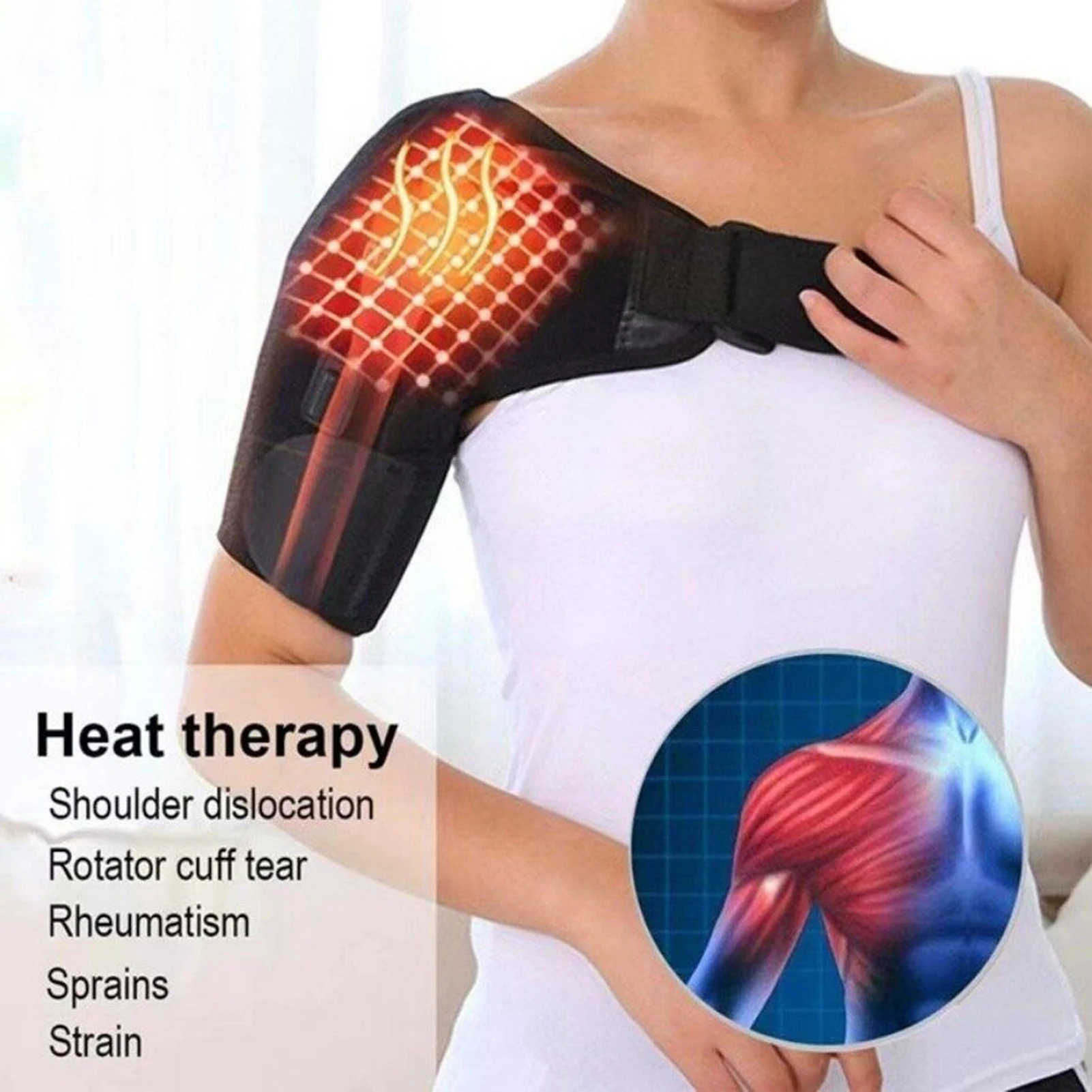 

Self-heating Adjustable Single Shoulder Wrap Brace Shoulder Pain Relief Massager Brace For Rotator Cuff Cervical Shoulder Pad