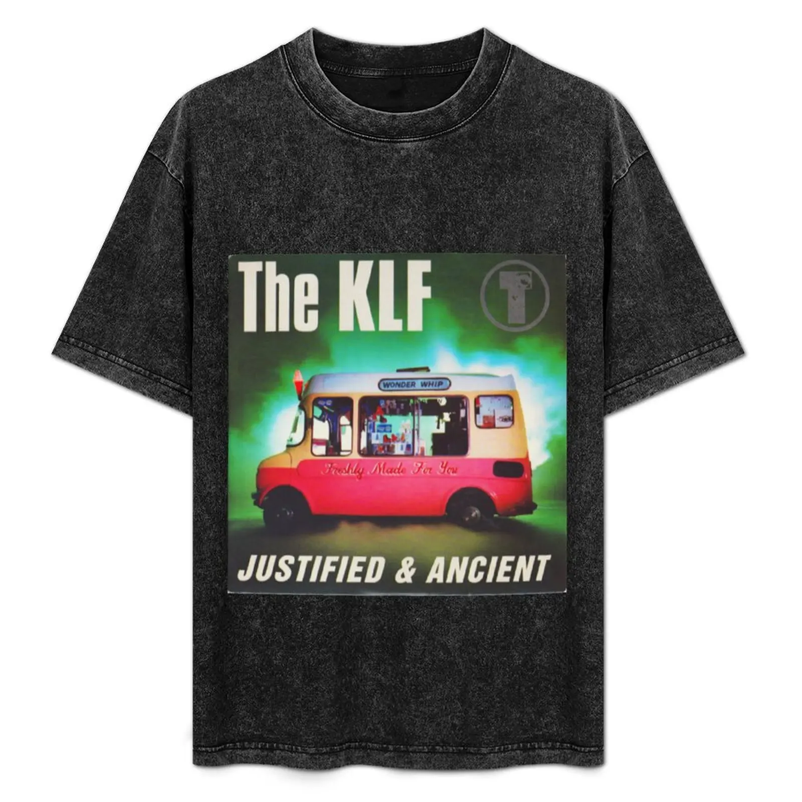 The Klf THE KLF JUSTIFIED AND ANCIENT T-Shirt oversized plus sizes blacks t shirt men