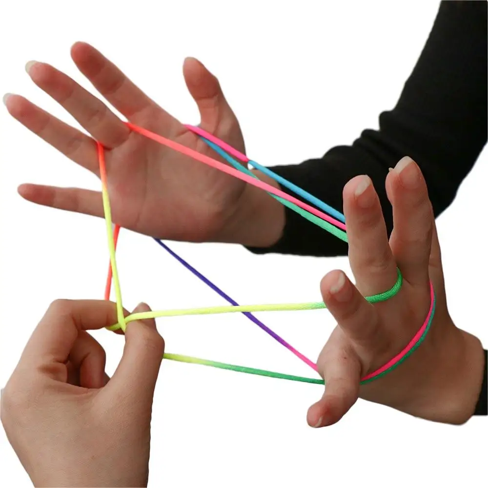 Rainbow Color String Finger Games Educational Game Colorful Fumble Finger Thread Intelligent Toy 165cm String Game Toy