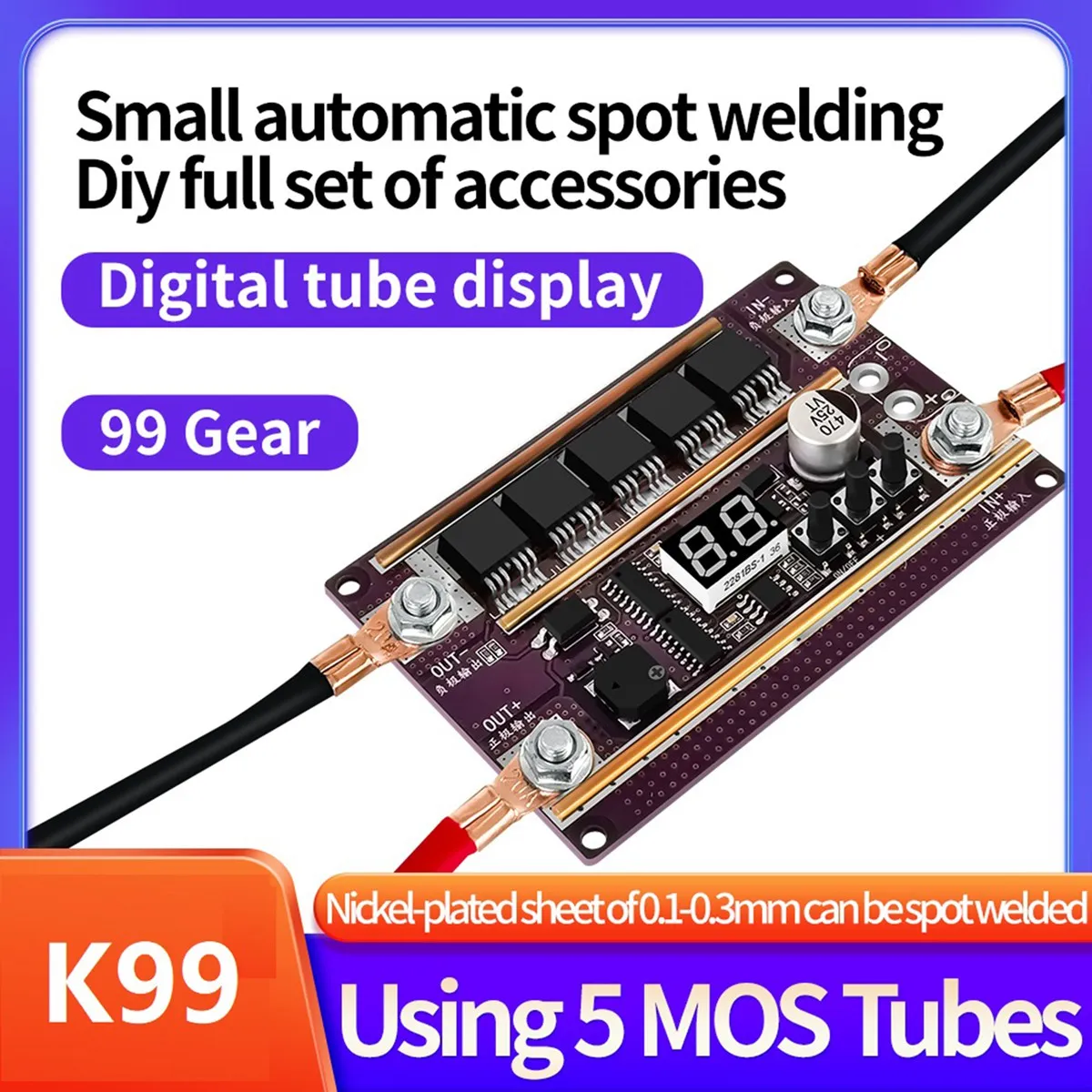 LXLT K99 Mini Saldatore Automatico a punti Kit FAI DA TE 99 Regolazione della Marcia 0.1-0.3Mm Foglio di Nichel 18650 Batteria Al Litio Penna Saldatore a punti